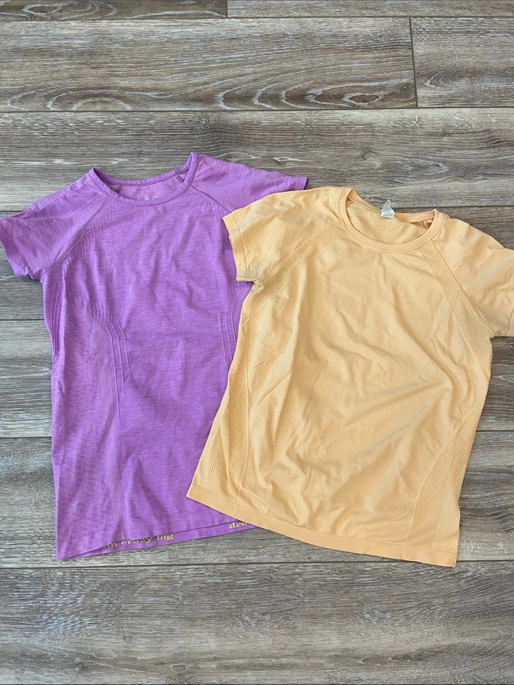 Girls Short Sleeve Active Tees in Purple and Peach